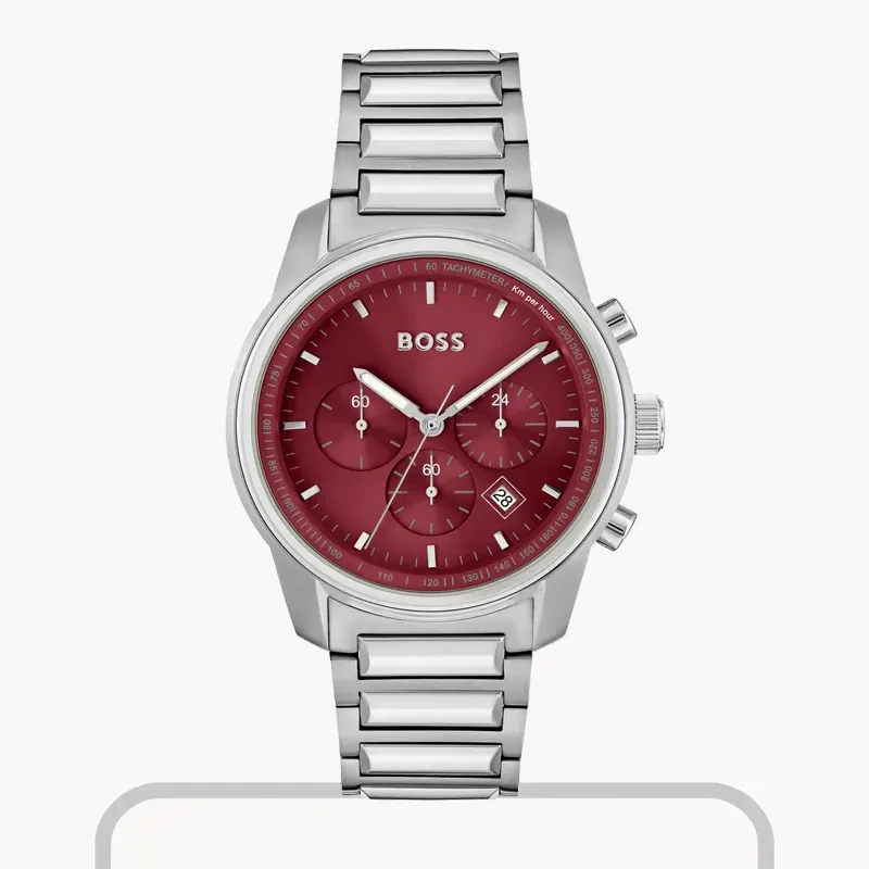 Hugo Boss Trace Series Chronograph Maroon Dial Men's Watch- 1514004